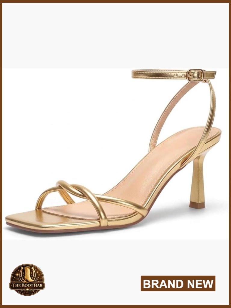 Strappy Kitten Heels Sandals Square Toe Ankle Strap Buckle Heels For Women